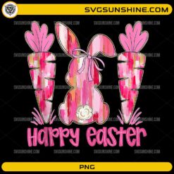 Happy Easter Bunny PNG &ndash; Adorable Pink Bunny and Carrot Design