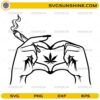 Heart hand sign cannabis leaf SVG design with joint illustration