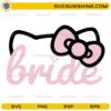 Hello Kitty bride SVG design with bouquet and pink heart for wedding crafts