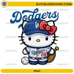 Hello Kitty Dodgers baseball PNG with bow cap and glove