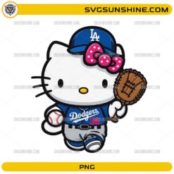 Hello Kitty Dodgers baseball PNG cute pitcher cartoon design
