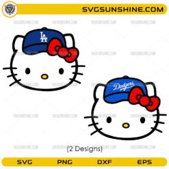 Hello Kitty Dodgers Cap SVG Bundle cute baseball head designs
