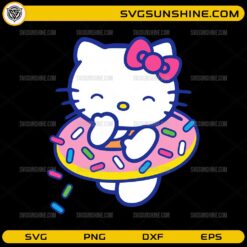 Hello Kitty donut float svg cute summer cartoon with sprinkles ring