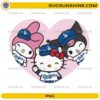 Hello Kitty friends Dodgers heart PNG cute kawaii baseball trio