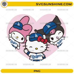 Hello Kitty friends Dodgers heart PNG cute kawaii baseball trio