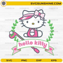Hello Kitty golf SVG cute pink golfer kitty with golf club