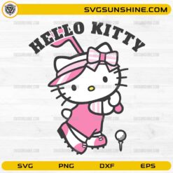 Hello Kitty golf SVG cute pink golfer swinging with golf club
