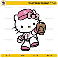 Hello Kitty LA Dodgers SVG cute baseball girl design with pink uniform and glove
