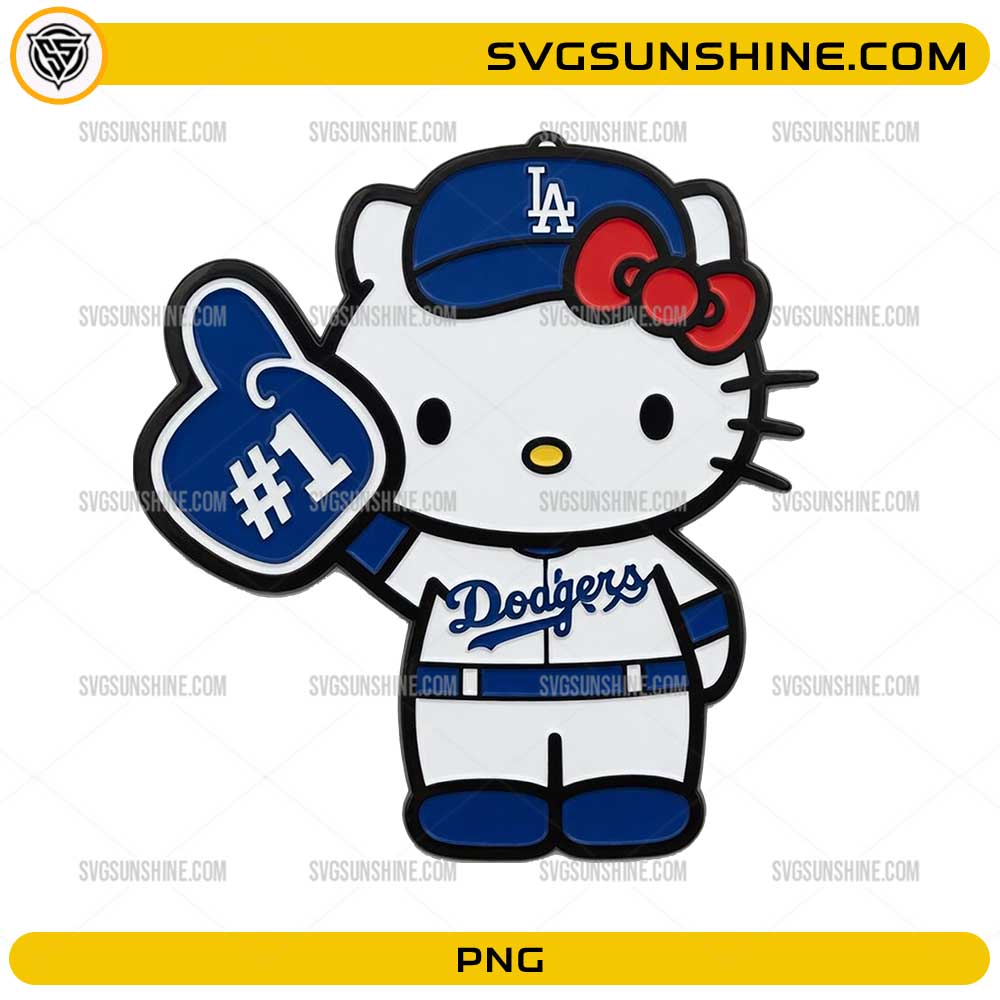 Hello Kitty Los Angeles Dodgers PNG cute baseball fan cartoon design