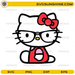 hello kitty nerd glasses svg cute cartoon geek kitty with bow and glasses