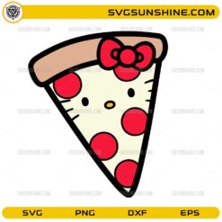 hello kitty pizza slice svg cute cartoon kitty pizza design with bow