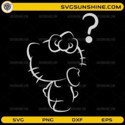 Hello Kitty outline with question mark cute SVG design