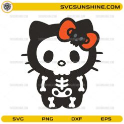 Hello Kitty skeleton Halloween SVG cute spooky kitty design