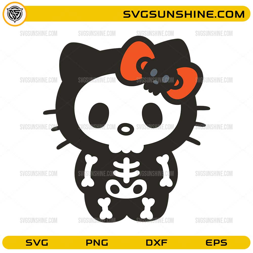 Hello Kitty skeleton Halloween SVG cute spooky kitty design