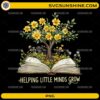 Helping Little Minds Grow floral book tree teacher PNG design