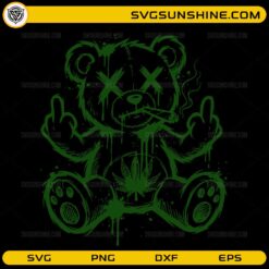 Graffiti teddy bear smoking weed SVG with cannabis leaf design