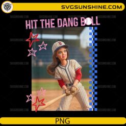 cartoon baseball girl hit the dang ball funny softball PNG design