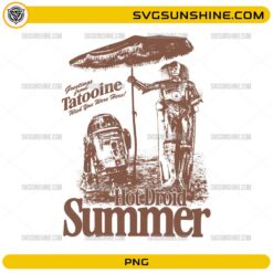 Hot Droid Summer Tatooine R2-D2 C-3PO Star Wars vintage PNG design
