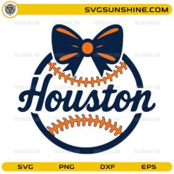 Houston Baseball Bow SVG PNG DXF EPS &ndash; Cute Baseball Mom Shirt Design