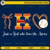 Just a girl who loves Houston baseball design with bow heart and baseball