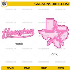 Houston Texas Bundle SVG PNG DXF EPS &ndash; Pink Script Front & State Star Back Design