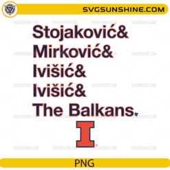 Illinois Fighting Illini Balkan players PNG with Stojakovic Mirkovic Ivisic typography