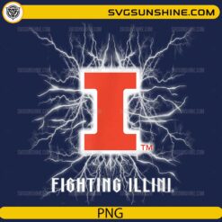Illinois Fighting Illini 90s Lightning PNG &ndash; Retro University Logo Electric Design