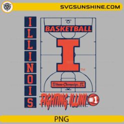 Illinois Fighting Illini Basketball PNG &ndash; Urbana Champaign Court Retro Design