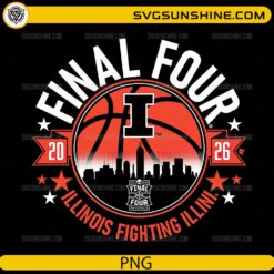 Illinois Fighting Illini Final Four 2026 PNG &ndash; Black Edition Indianapolis Skyline Design