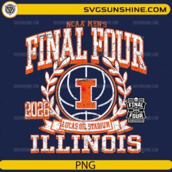 Illinois Fighting Illini Final Four 2026 distressed PNG with basketball and laurel wreath