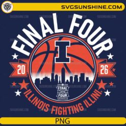 Illinois Fighting Illini Final Four 2026 PNG &ndash; Indianapolis Skyline Basketball Design