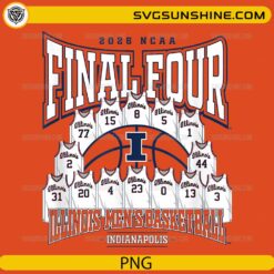 Illinois Fighting Illini Final Four 2026 PNG with jersey lineup and basketball logo