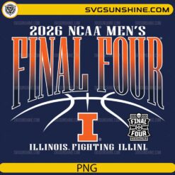 Illinois Fighting Illini Final Four 2026 PNG with bold typography and basketball court graphic