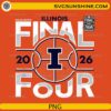 Illinois Fighting Illini Final Four 2026 orange PNG with central basketball and logo