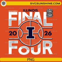 Illinois Fighting Illini Final Four 2026 orange PNG with central basketball and logo