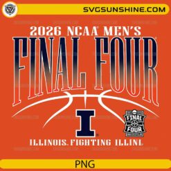 Illinois Fighting Illini Final Four 2026 orange PNG with basketball court design