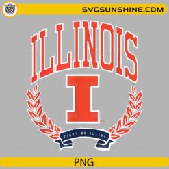 Illinois Fighting Illini PNG Logo &ndash; Vintage Laurel Crest Orange Design Download