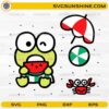 Keroppi summer beach SVG cute frog eating watermelon with beach elements