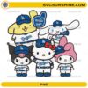 LA Dodgers Hello Kitty Friends PNG cute baseball cartoon team design