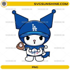LA Dodgers Kuromi PNG cute baseball cartoon character with glove