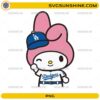 LA Dodgers My Melody PNG cute pink cartoon baseball character