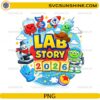 Lab Story 2026 cute science cartoon astronaut microscope PNG design