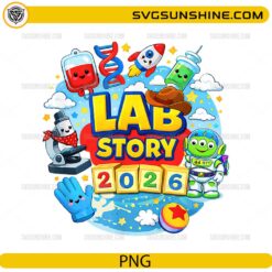 Lab Story 2026 PNG – Cute Science Cartoon Design for Kids & STEM Lovers