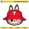 Labubu cartoon wearing Philadelphia Phillies hat SVG design