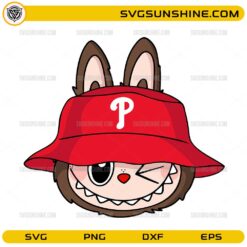 Labubu cartoon wearing Philadelphia Phillies hat SVG design