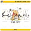 Cute mama bear with honey pot and bees Est 2025 PNG design
