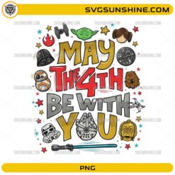 May The 4th Be With You PNG with space themed icons and characters