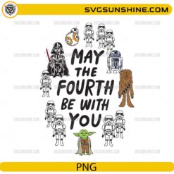 May The Fourth Be With You Star Wars cute characters PNG design