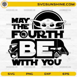 May The Fourth Be With You SVG with cute alien and sci-fi elements for Cricut