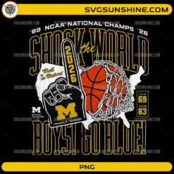 Michigan basketball national champs shock the world PNG design